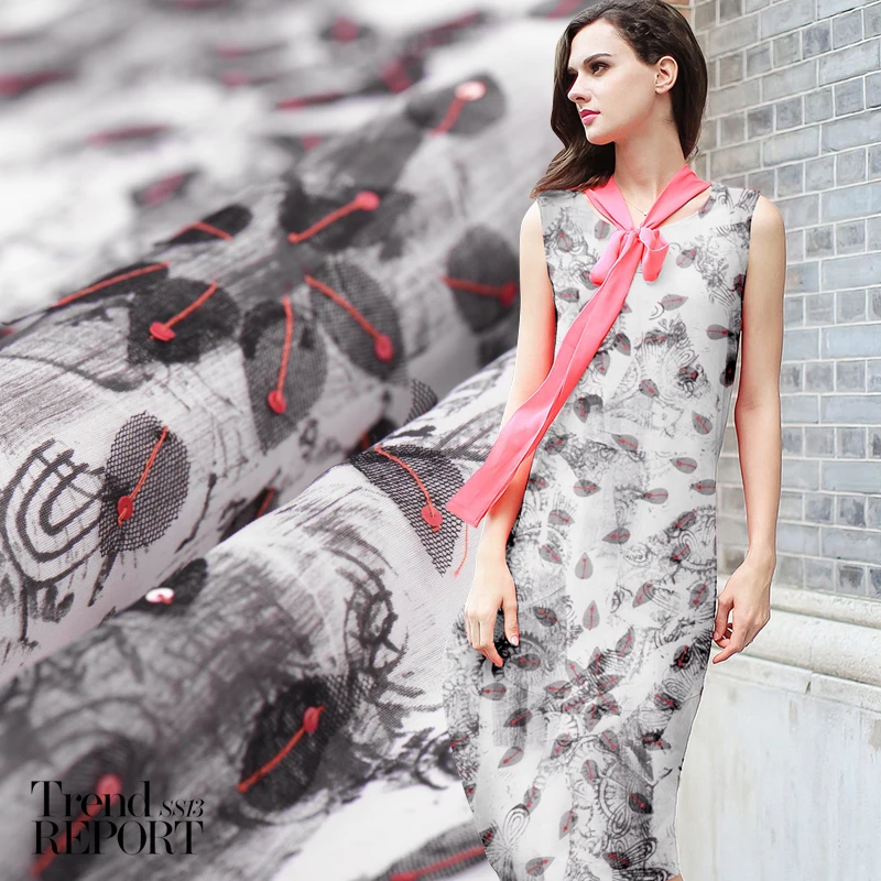 

Free Shipping silk flax / linen jacquard sequin embroidery + high-end custom silk and linen fabrics
