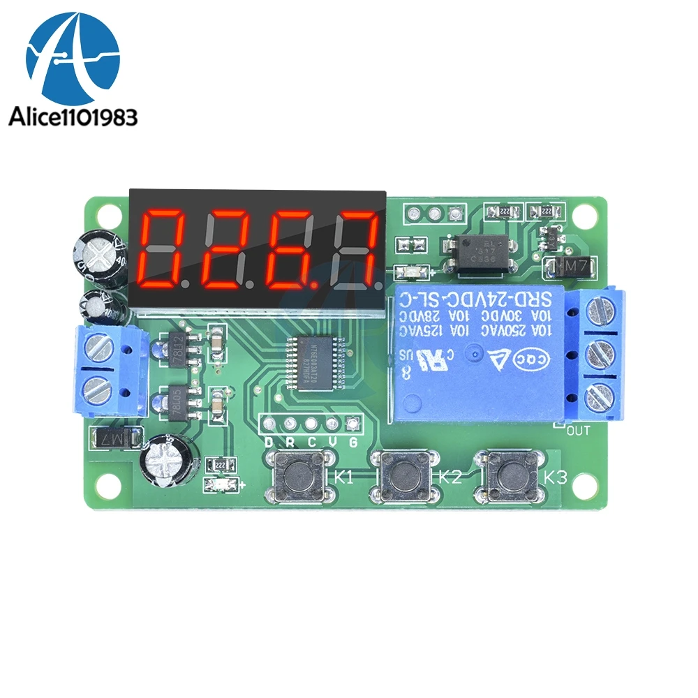 DC 24V 4 цифровой красный светодиод знака после запятой Дисплей реле задержки