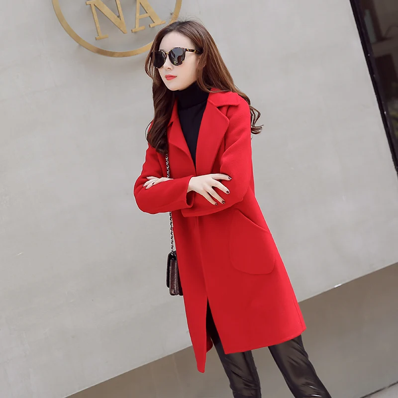 Женская шерстяная куртка KMETRAM зимнее длинное пальто на одной пуговице