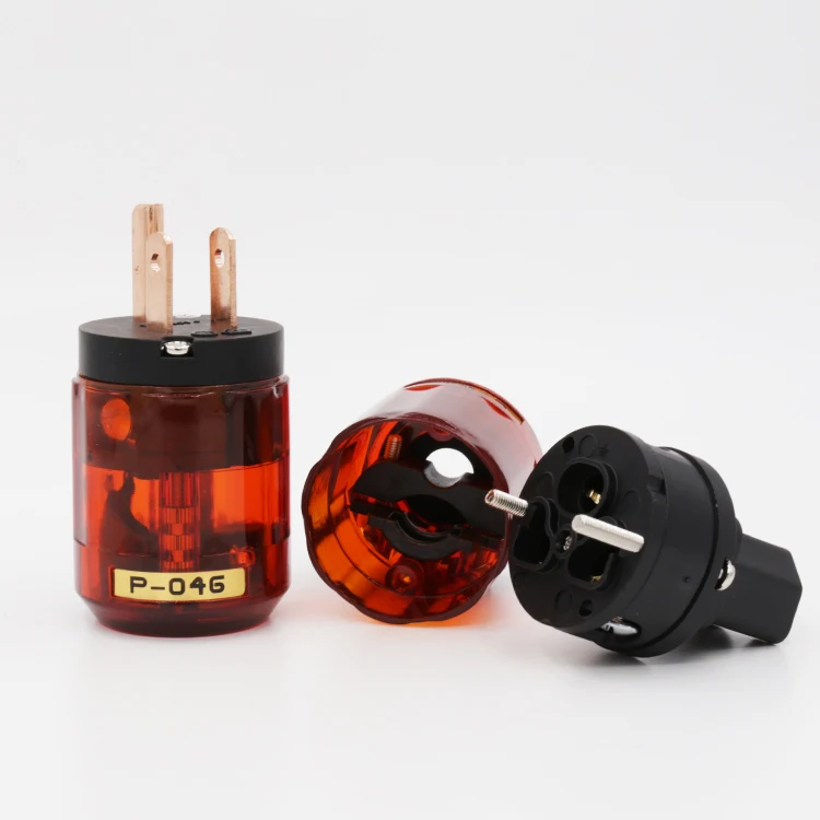 Audio Hifi  P-046+ C-046 IEC Connector Pure Copper  US Power Plug &  for DIY Power Cable extension adapter