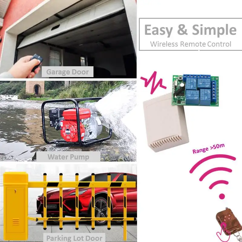 4-канальный радиочастотный релейный переключатель 433 МГц 12 В постоянного тока