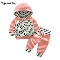 top and top spring autumn cotton casual baby girls striped clothing sets long sleeve hoodies sweatshirts and jogger pants