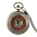 Классические модные Механические карманные часы для мужчин изысканный деревянный узор полые Алиса в стране чудес карманные часы цепочки и ожерелья