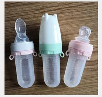 2 in 1 multi fuction safety silicone baby bottle with spoon nipple supplement rice cereal squeeze milk feeding cup
