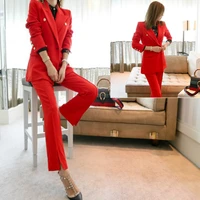 womens suit female 2020 new style spring and autumn temperament casual fashion red office ladies ol uniform two piece suit