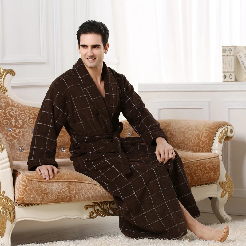 Махровый хлопковый ночной халат без азо Мужская одежда для сна мужской горячая