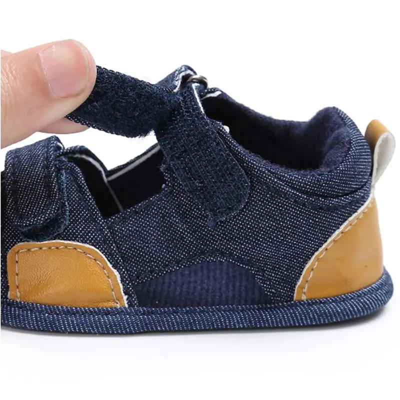Модные ковбойский синий холст детские сандалии противоскользящие кроссовки
