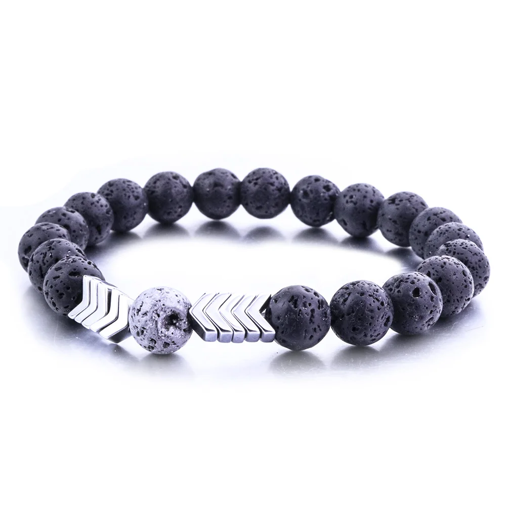 8 мм чакры черный лавовый камень бусины стрелы браслеты сделай сам браслет с