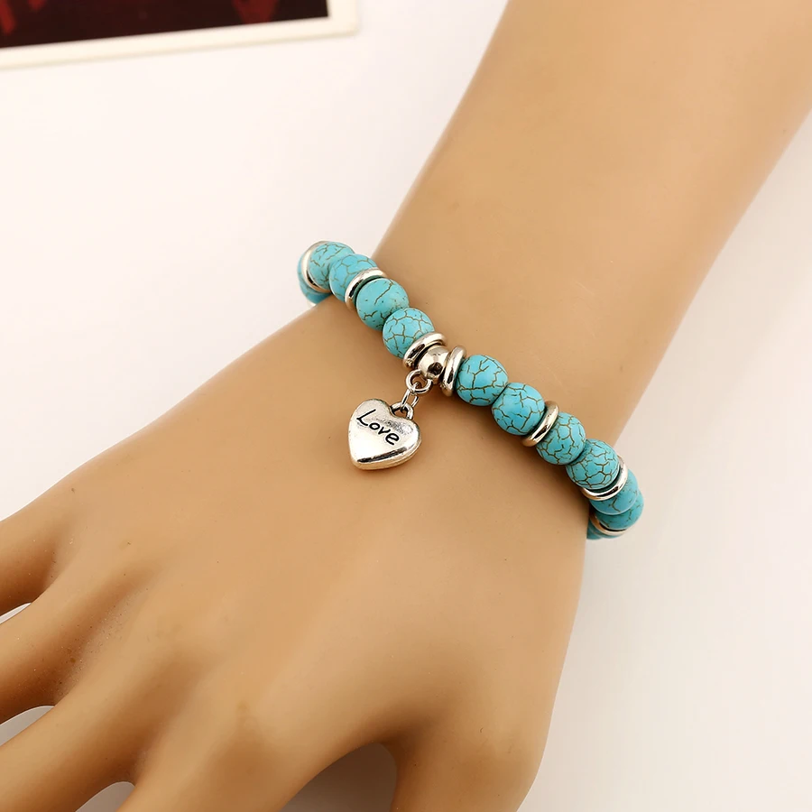 Женский браслет с бусинами и сердечками в богемном стиле|bracelets for|charm braceletcharm bracelets
