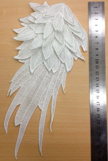 1 пара красивых белых крыльев Ангела ткань цветок плечо Венецианская кружевная