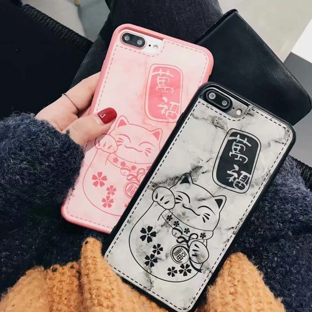 Милый 3D мультфильм Кот приносящий удачу Телефон чехол для iPhone 7 plus 6 8 X Прекрасный