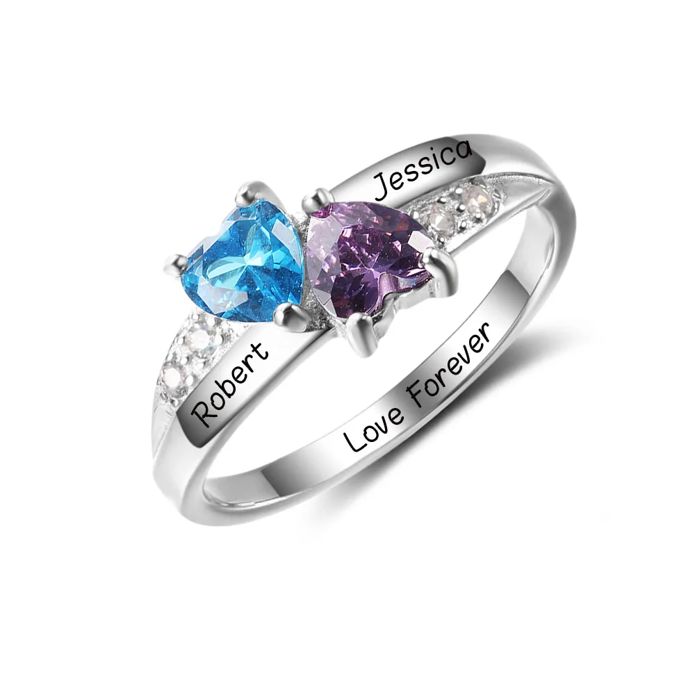 Кольцо женское серебряное с двумя сердечками изящное Ювелирное Украшение