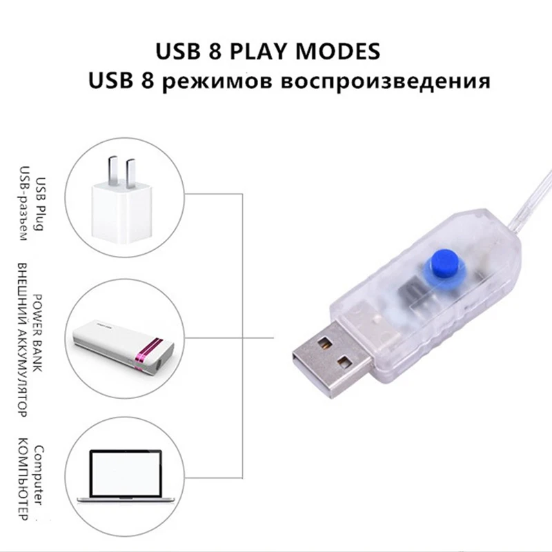 СВЕТОДИОДНАЯ Гирлянда занавес с питанием от USB 3x3 метра 8 режимов дистанционное