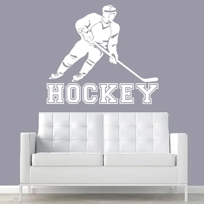 Art Wall Sticker Hockey Sports Decoration Vinyl Removeable Poster Athletic Playroom Gym Mural LY150 | Дом и сад