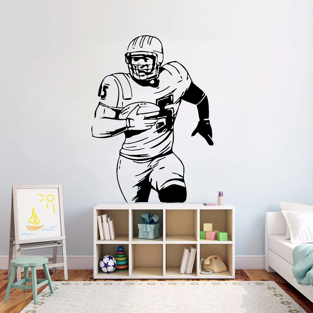 

American Football Wall Vinyl Sticker Ball Sport Activity Wall Decal Kids Room Decor Removable Football Player Wall Mural AY1651