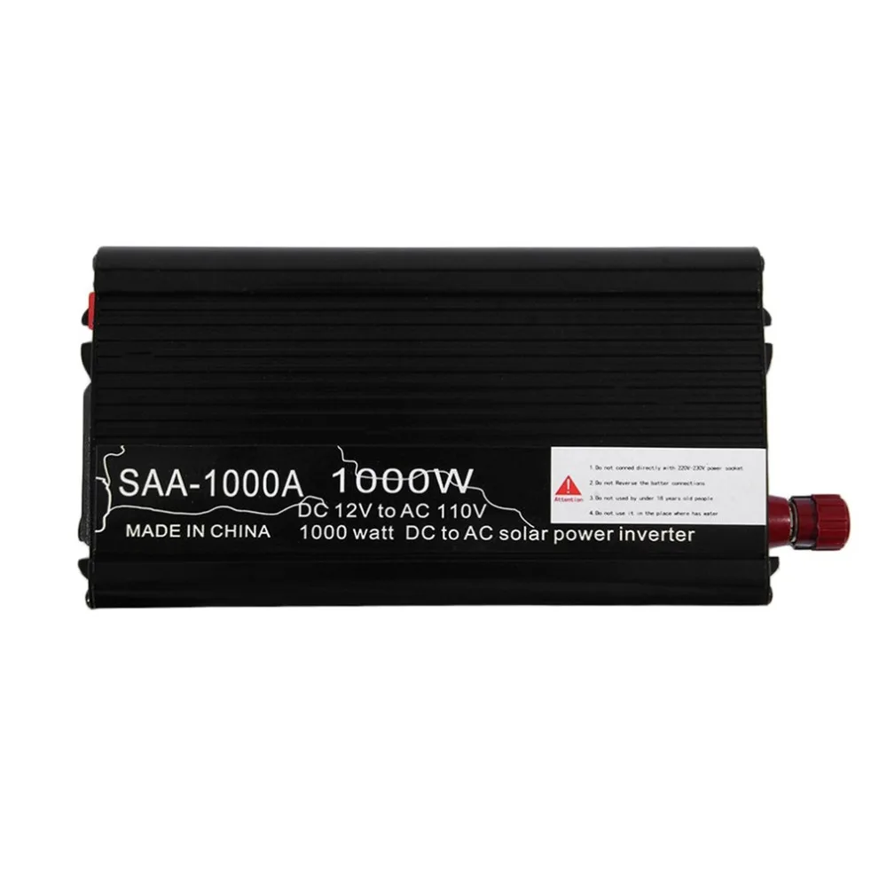 800/1000/1500W Car Aluminum Alloy DC12V To AC110V Auto Power Inverter High Converting Efficiency Charger Converter Transformer