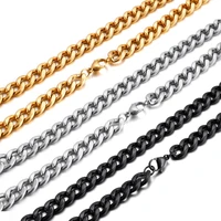 911mm width s gold black titanium stainless cuban link chain for men female big and long necklace jewelry gift