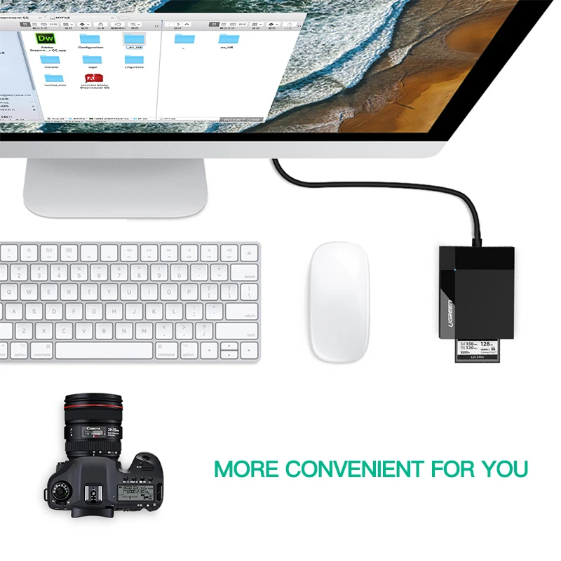 Ugreen кард-ридер USB 3,0 все в одном SD/Micro SD/TF/CF/MS Compact Flash смарт-карта памяти Адаптер Тип C OTG SD кард-ридер