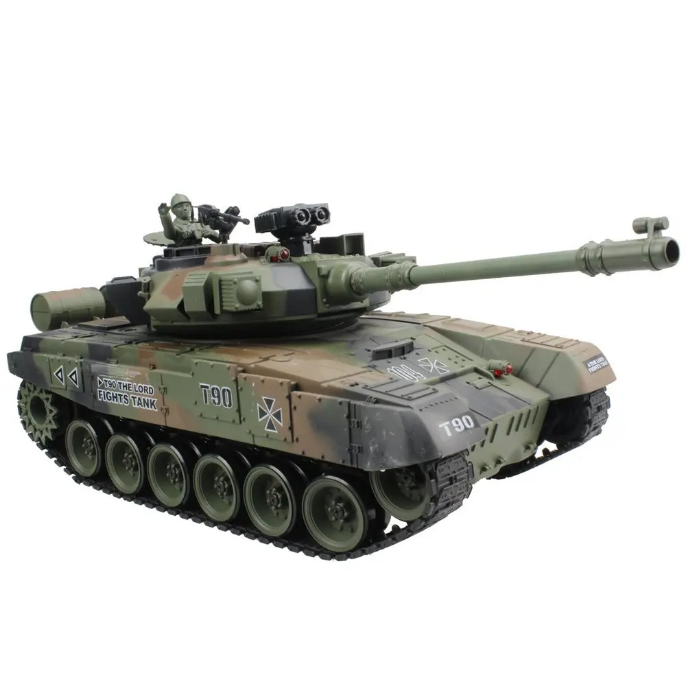 Зеленый Радиоуправляемый танк, русский T-90, главный боевой танк, 15 каналов, модель 1/20, со звуком и пулей, эффект отдачи, модель танка, электронная игрушка - Цвет: Зеленый