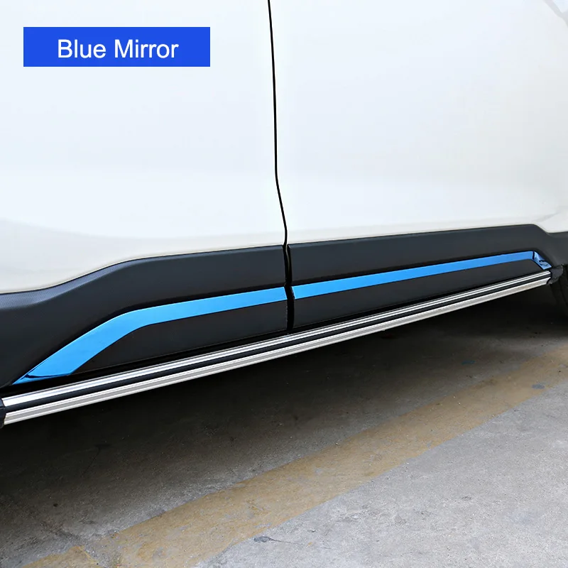 Blue Mirror Finish QHCP Автомобильная Боковая дверь обшивка корпуса из нержавеющей стали полосы рамка наклейки стример литье 4 шт. для Subaru Forester автомобильные аксессуары - Название цвета: Blue Mirror Finish