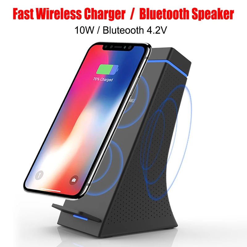 3 In 1 Qi Fast Wireless Charging Stand With Bluetooth Speaker For All Mobile Phones 5W 7.5W 10W | Мобильные телефоны и