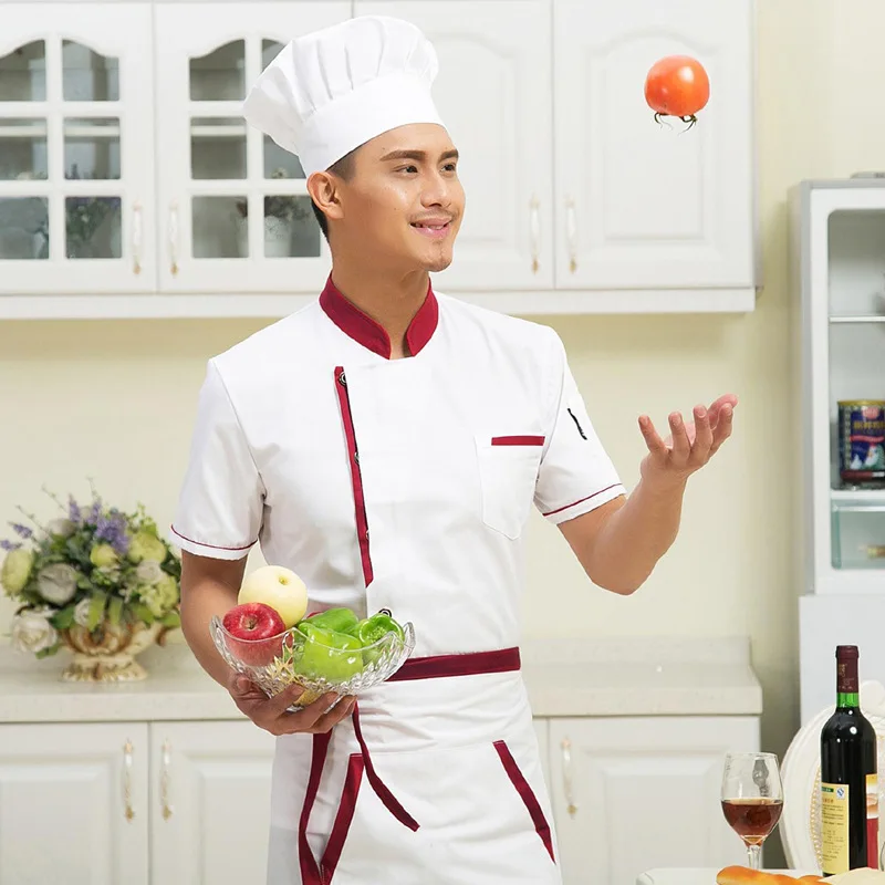 Новая летняя одежда шеф-повара с коротким рукавом униформа для кухни в отеле