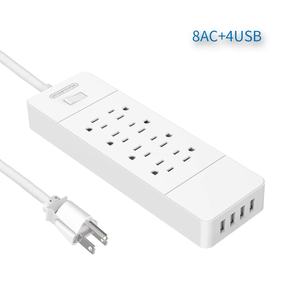 6AC 4USB NTON Защита от перенапряжения питания семейная силовая полоса 8 AC 4 USB зарядная станция с подвесным слотом для установки в США электрическая вилка для офиса - Цвет: 6AC 4USB