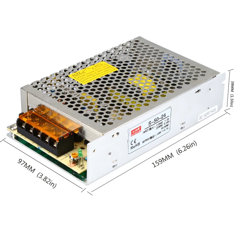 Импульсный источник питания S 50 24V трансформатор DC Выход 24V2.1A12V4.2A5V10A медный