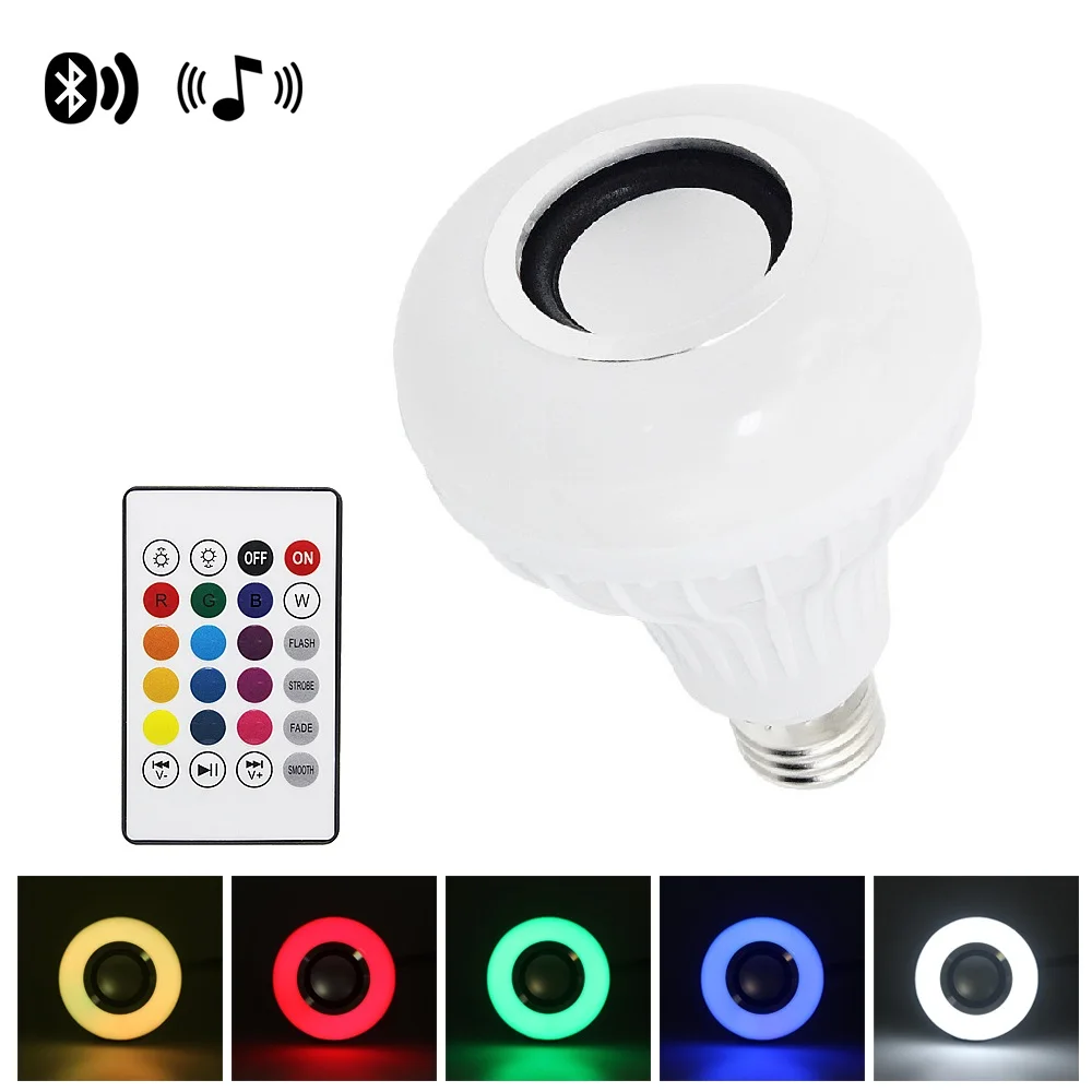 Умная Светодиодная лампа ANBLUB 12 Вт E27 RGB беспроводная bluetooth колонка музыкальная RGBW