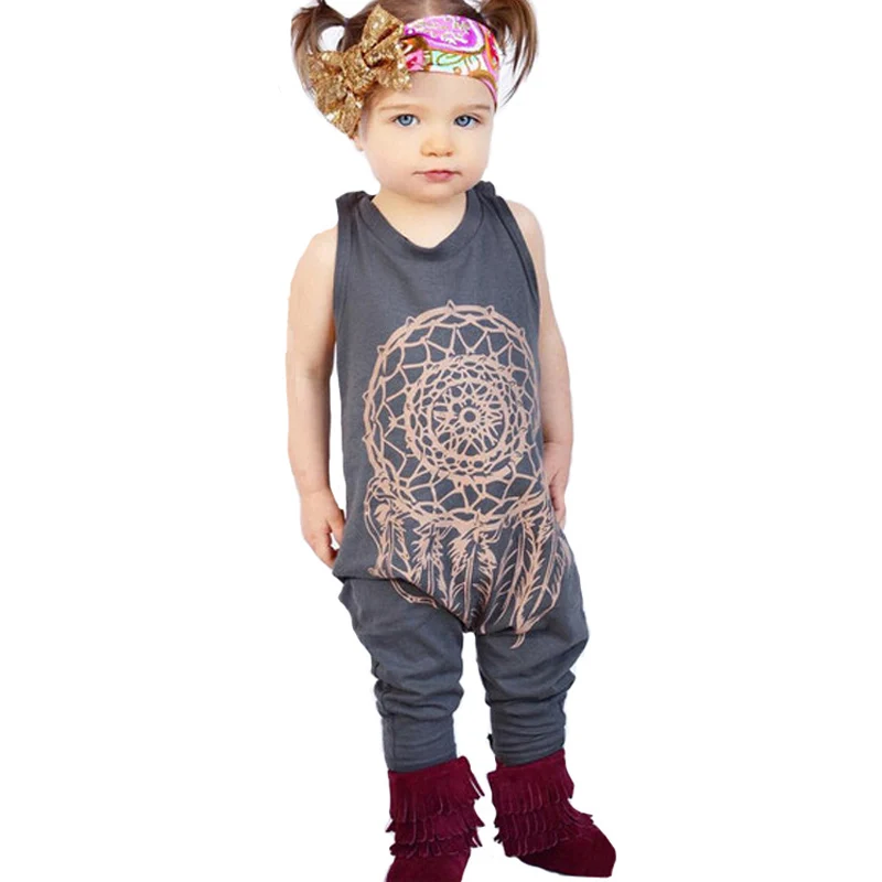 Летний стиль детская одежда для девочек комбинезон 2017 модная с рисунком граффити