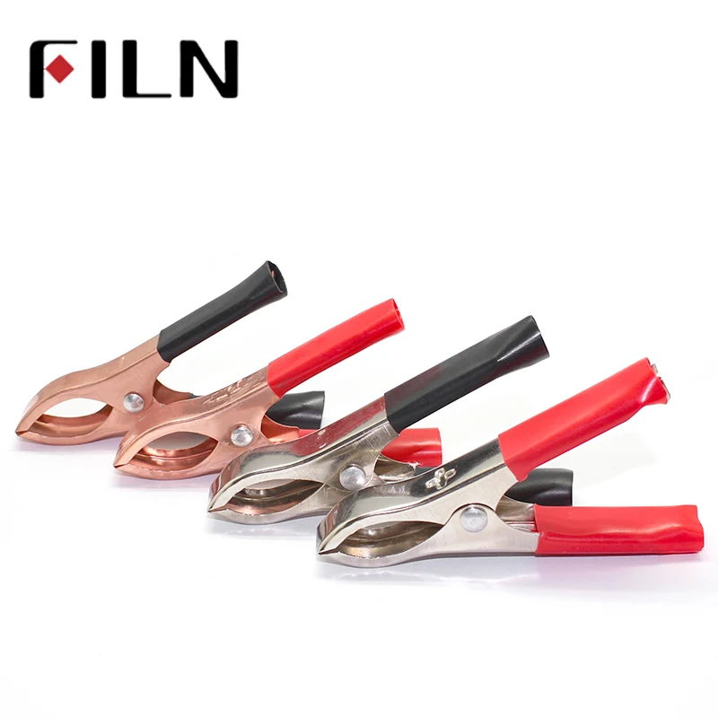 

2Pcs/lot 75mm 30A Promotion Car Alligator Clips Battery Clamps Crocodile Clip Nickel Golden Plated Red and Black