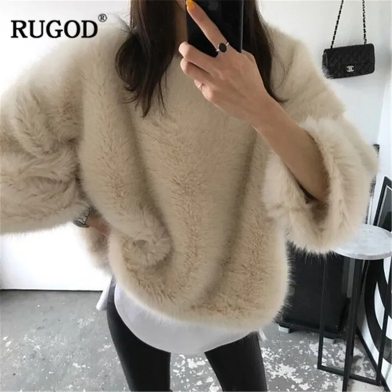 Woman Thicken Warm Jersey 2020 Korean Casual Long Sleeve Oversized Sweaters Female All Match Furry Winter Clothes YYQX069 | Женская