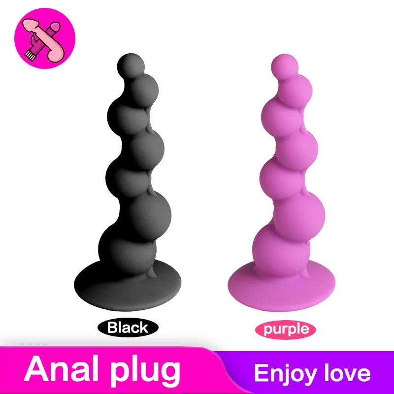 Shaped anal Plug Silicone 7 misplaced beads Explosive stimulation Sex Toys Super Dildo suction cup for Coupleman women G Spot |