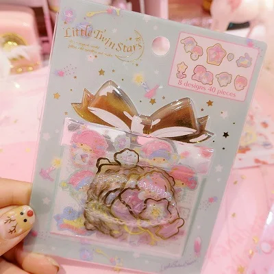 little twins stars 4 стиля мультфильм печать хлопья Маленькие близнецы звезды cinnamoroll my melody ПВХ наклейки украшения индекс наклейки для детей игрушки - Цвет: little twins stars
