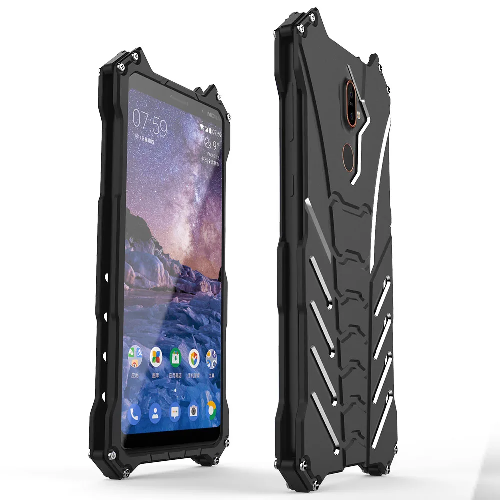 Новинка 2018 чехол для Nokia 7 Plus роскошный 3D Жесткий металлический алюминиевый