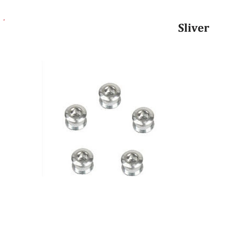 5PCS-Sliver Litepro, 5 шт., болты для одной цепи, MTB, для шоссейного велосипеда, винт для бензопилы, AL7075, алюминиевый сплав, кольцо цепи велосипеда, черный, красный, шатун - Цвет: 5PCS-Sliver