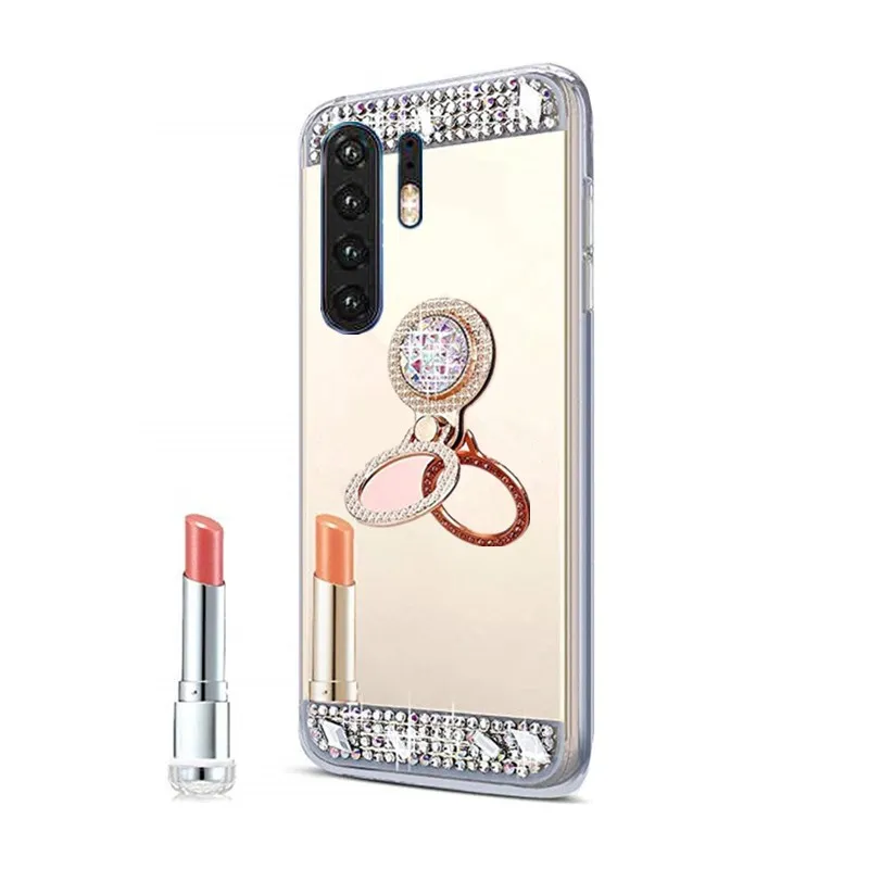 Чехол для телефона Huawei P30 Pro с 3D сияющим кристаллом и зеркальным кольцом задняя