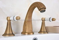 antique brass 3 holes bathroom sink mixer tap widespread basin faucet dual handle bathroom basin faucet kan090