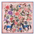 Женский саржевый шелковый шарф POBING, роскошный брендовый квадратный шарф с цветочным принтом лошади, большой хиджаб 100% см, 130