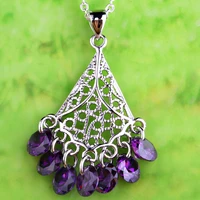 jrose fashion women beautiful round cut purple cz silver color pendant no chain necklace engagement wedding party