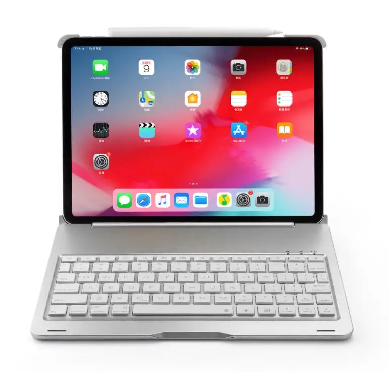 silver Беспроводной Bluetooth чехол для клавиатуры для iPad Pro 11 дюймов с цветной светодиодный подсветкой - Цвет: silver