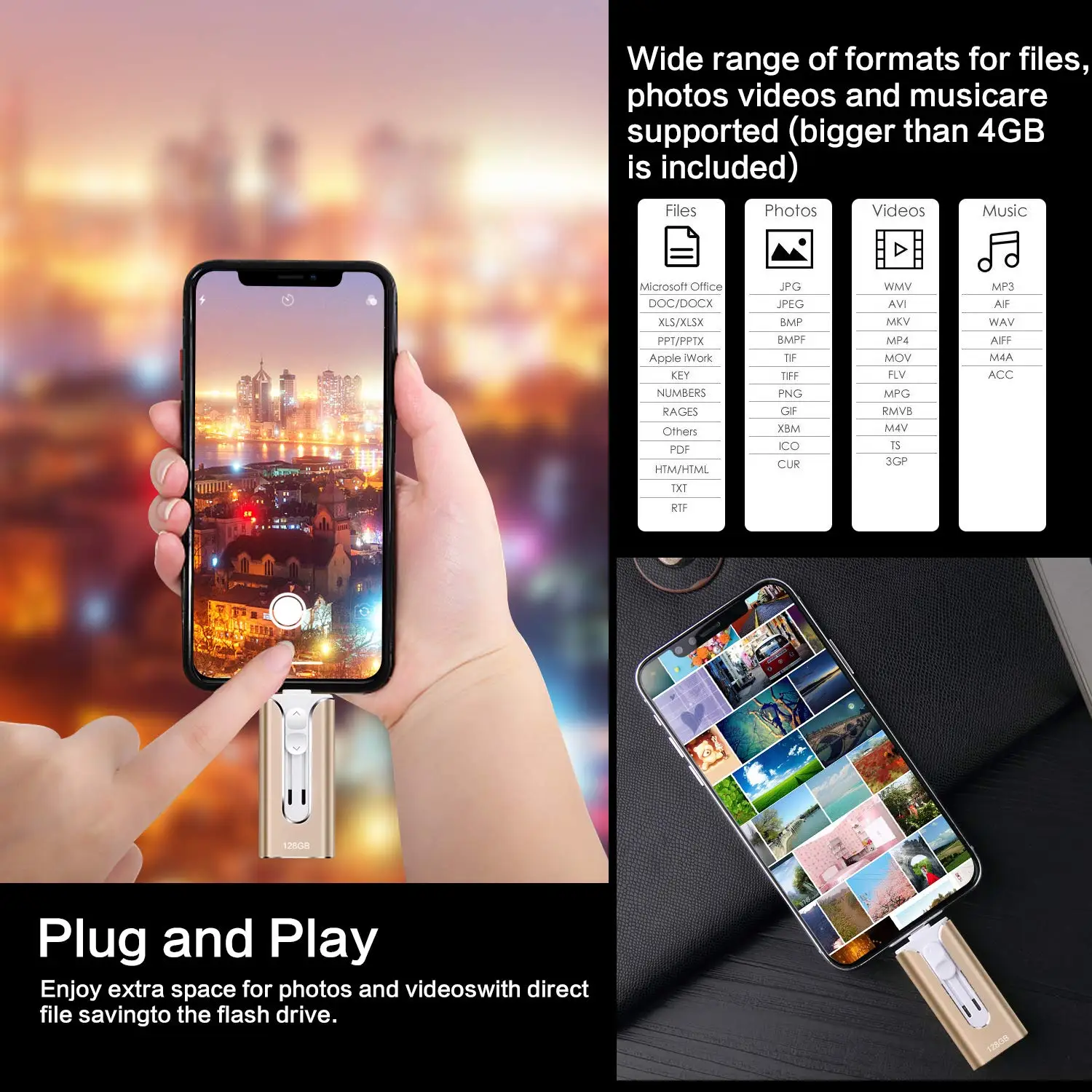 USB флэш накопитель для iPhone 128 ГБ usb ключ 3 0 Lightning Memoria Stick|USB флэш-накопители| |