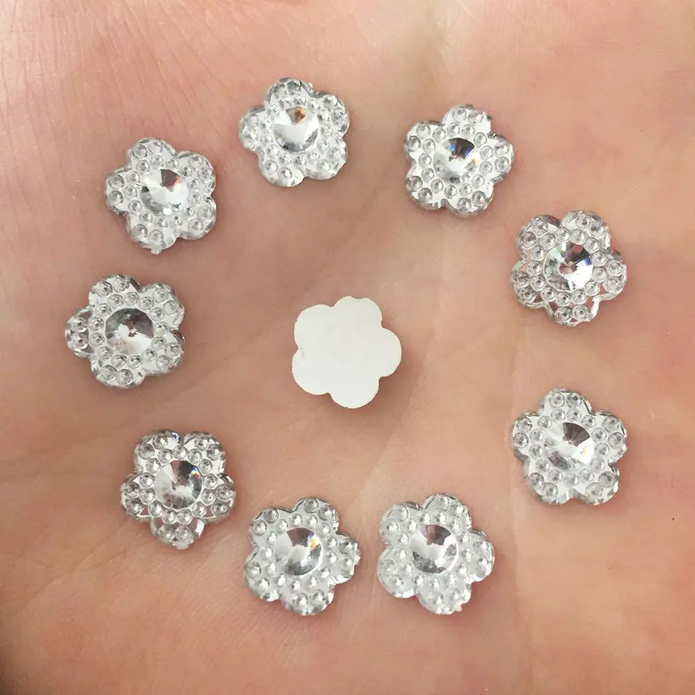 Новый DIY 80 шт прозрачный 10 мм выпуклый цветок из смолы Rhinestone Flatback скрапбук ремесло