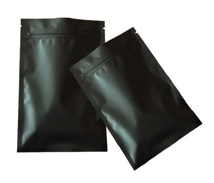 100 шт. маленькая матовая черная алюминиевая фольга Ziplock сумка с плоской подошвой