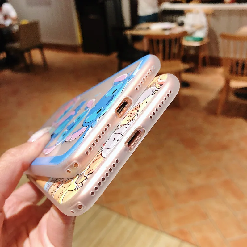 iboann emboss clear hard cartoon minnie Stitch pooh winnie Chip cases for iphone XS max XR 6 6s plus 7 8 X phone case |