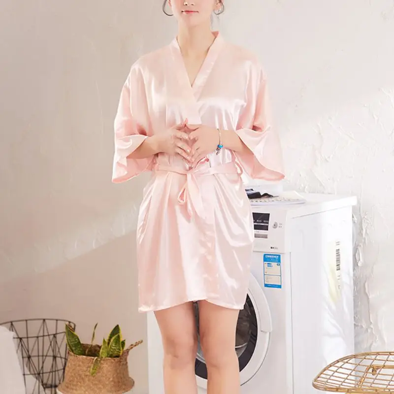 Женское кимоно из искусственного шелка короткий банный халат невесты подружки
