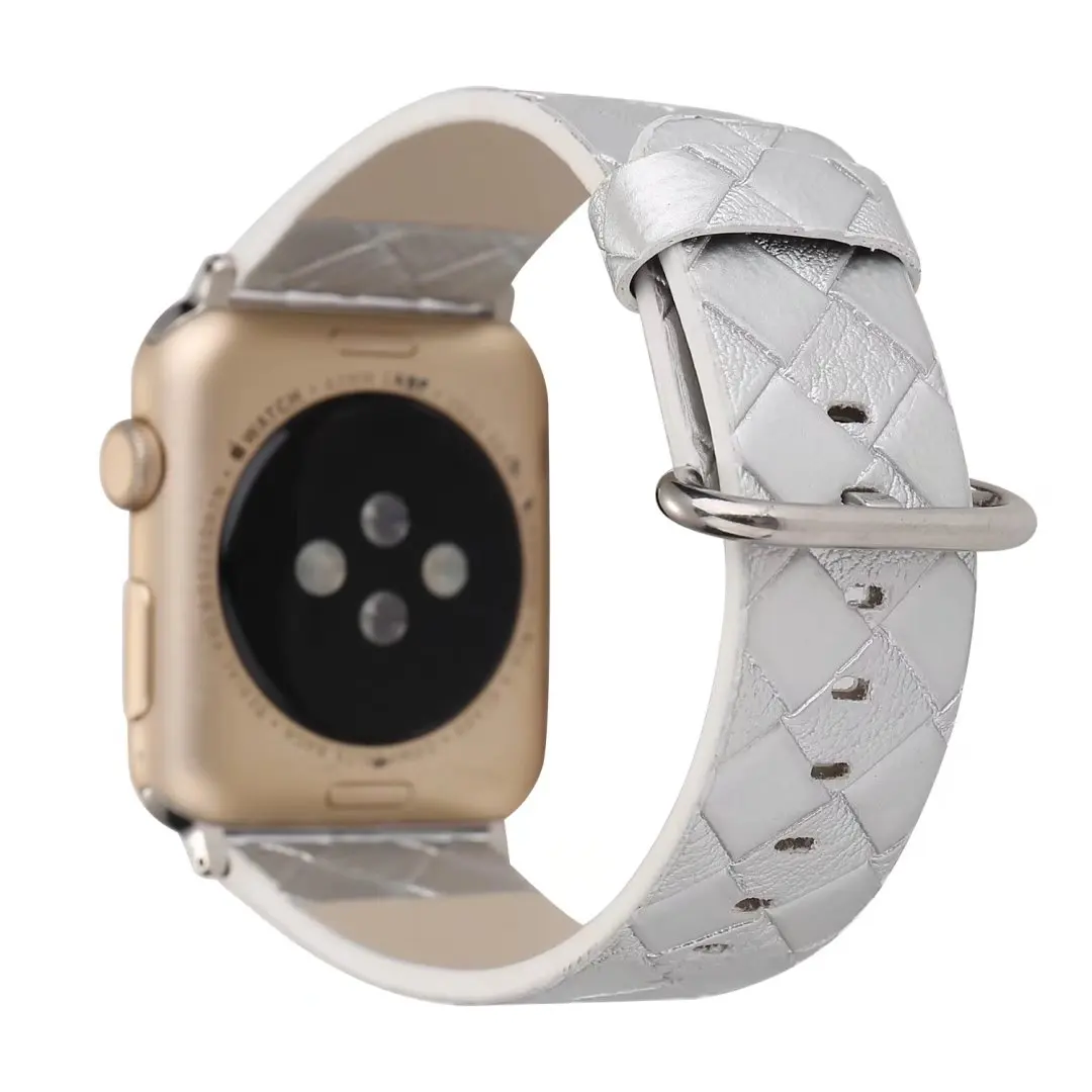 Роскошный Полосатый ремешок из натуральной кожи для Apple Watch с металлической