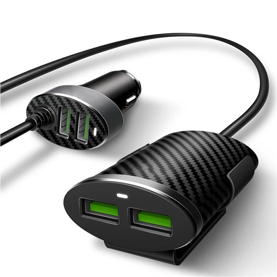 Универсальный 4 порта 5.1A USB Автомобильное зарядное устройство из углеродного