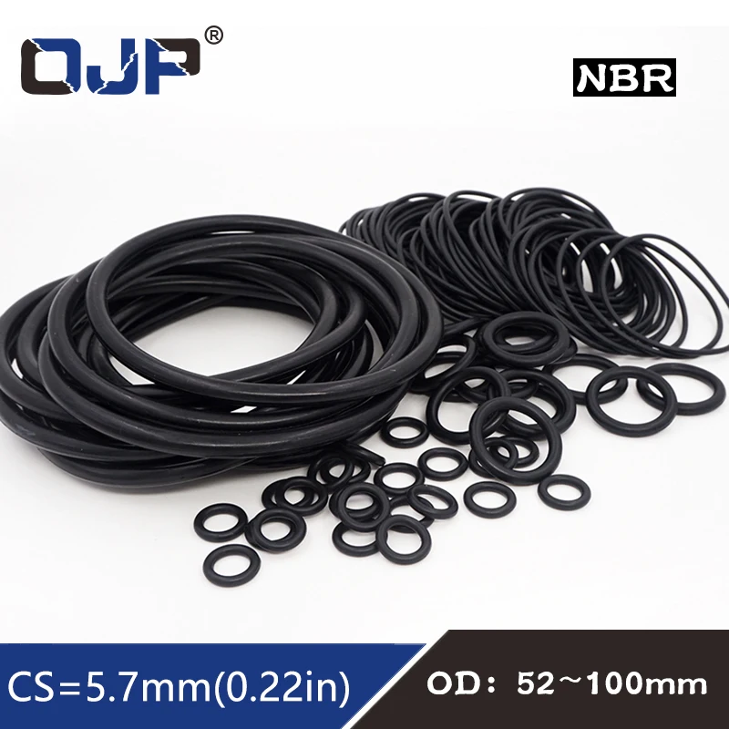 

10PC/lot Rubber Ring NBR Sealing O-Ring CS5.7mm OD52/55/60/65/70/75/80/85/90/95/100mm Nitrile O Ring Seal Oring Gasket Oil Ring