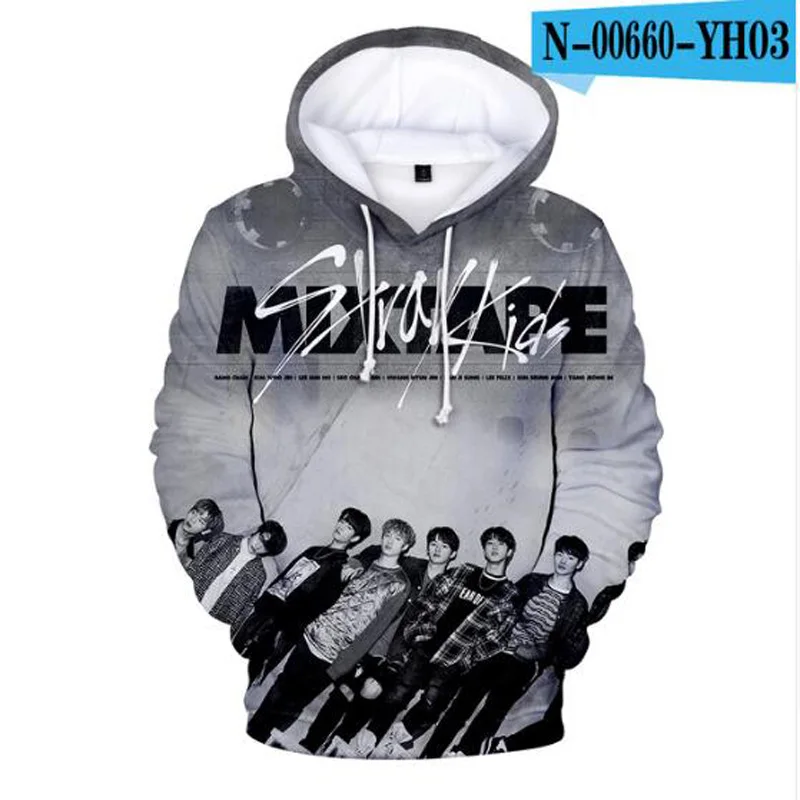 LUCKYFRIDAYF 2019 K-pop K-POP Stray Kids Hoodies Hooded Sweatshirt 3D Printed MINHO JISUNG WOOJIN CHANGBIN FELIX Kpop Harajuku | Женская